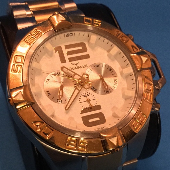 Aqua Swiss Two Tone Day/ Date Watch - Picture 2 of 3